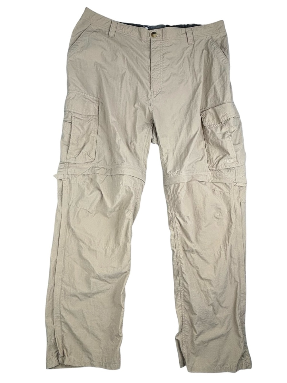 REI Co-op Pants Men XXL 32L‎ Beige Brown Convertible Cargo Nylon Hiking